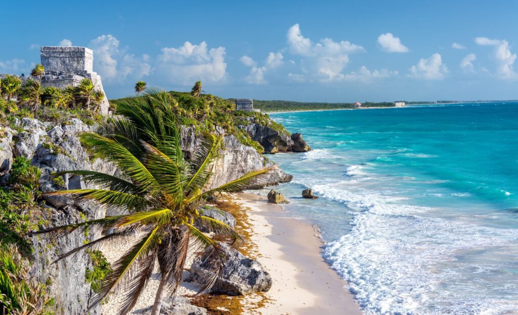 Of all Tulum beaches, Playa Ruinas is the most touristic and iconic, as it offers a view of the Mayan ruins.