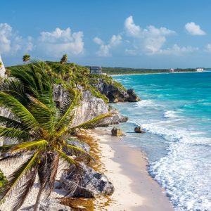 Of all Tulum beaches, Playa Ruinas is the most touristic and iconic, as it offers a view of the Mayan ruins.