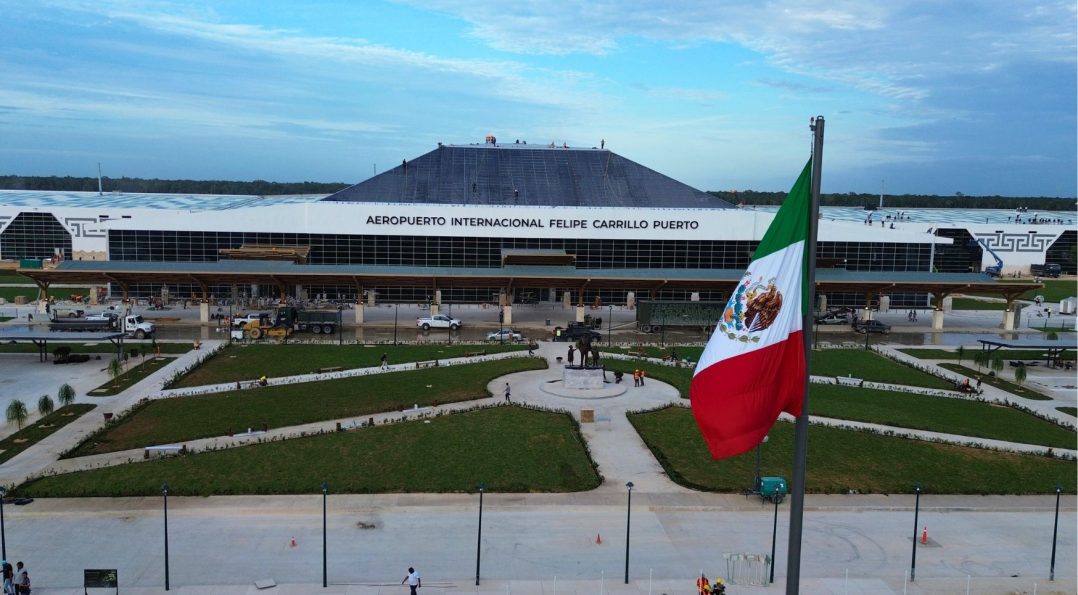 A view of Tulum International Airport, showcasing its sleek design and new travel hub in Quintana Roo.