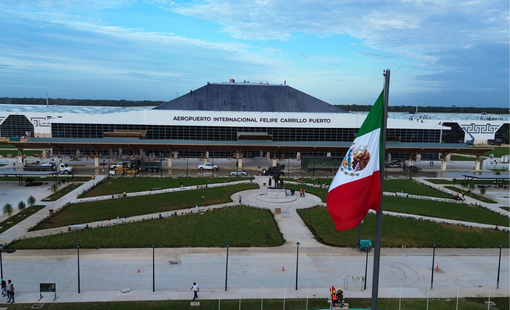 A view of Tulum International Airport, showcasing its sleek design and new travel hub in Quintana Roo.